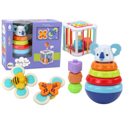 Set of Sensory Toys Koala Tower Educational Cube Spinners